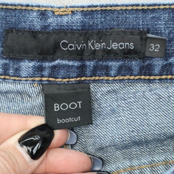 Calvin Klein Pants Womens 32 Blue Bootcut Mid Rise Denim Button Pocket Jeans - Picture 2 of 16